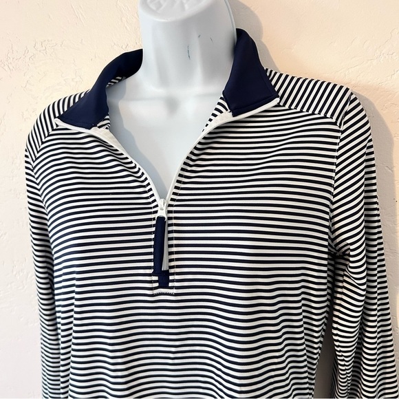 STRAIGHT DOWN Savannah Quarter-zip Striped Navy and White Pullover Size S - Picture 4 of 14